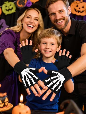 Cooraby Halloween Skeleton Gloves Glow in The Dark Knitted Mechanic Gloves in Saudi Arabia