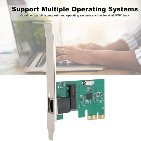 Pssopp 8111E Gigabit LAN Card, Compact PCIe Network Adapter, 10/100/1000mbps Speed for Desktop PCs, Compatible with in Saudi Arabia