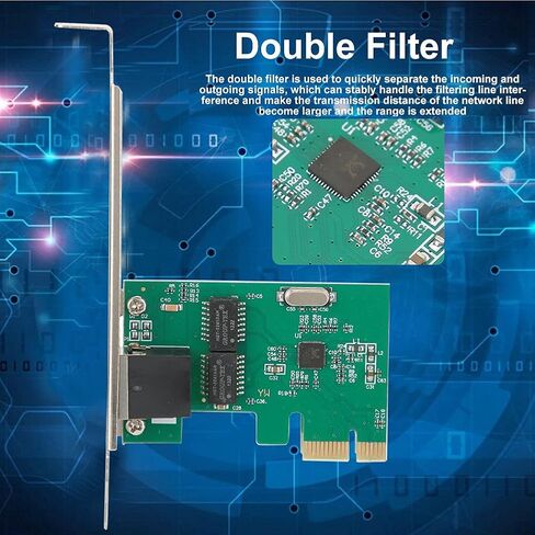Pssopp 8111E Gigabit LAN Card, Compact PCIe Network Adapter, 10/100/1000mbps Speed for Desktop PCs, Compatible with in Saudi Arabia