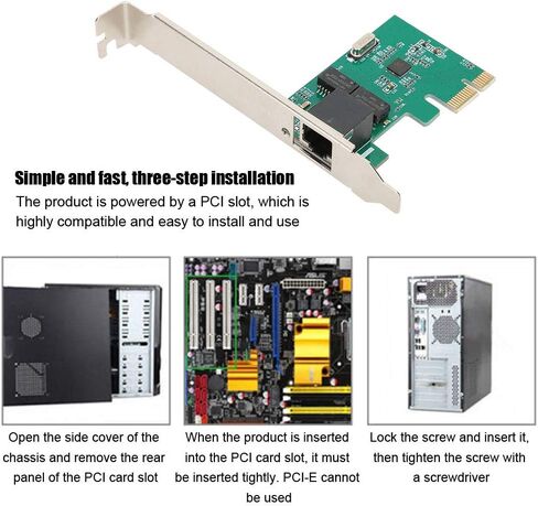 Pssopp 8111E Gigabit LAN Card, Compact PCIe Network Adapter, 10/100/1000mbps Speed for Desktop PCs, Compatible with in Saudi Arabia