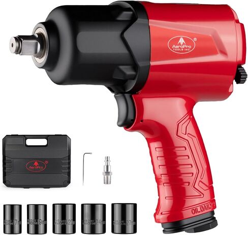 AEROPRO TOOLS 1/2-Inch Aluminum Air Impact Wrench(A398),Twin Hammer with 1000FT-LB Super Torque, Pneumatic Impact Gun, for Auto Repair, Tire Shop in Kuwait