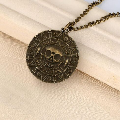 ZKBKJSPZJB Classic Skull Necklace Pirates of The Caribbean Movies Cursed Aztec Coin Jewelry for Men Choker in Saudi Arabia
