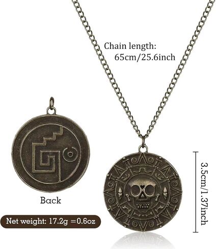 ZKBKJSPZJB Classic Skull Necklace Pirates of The Caribbean Movies Cursed Aztec Coin Jewelry for Men Choker in Saudi Arabia