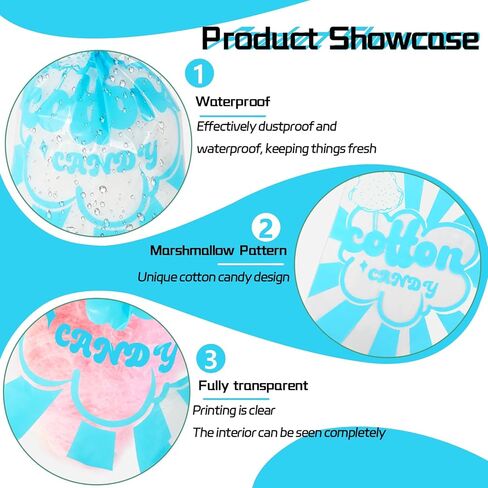 GraceKit 25 Pcs Carnival Cotton Candy Bags 14 x 20 Inch Cotton Candy Supplies with Ties for Carnivals Circus christmas Parties Concession Stand Supplies in Saudi Arabia
