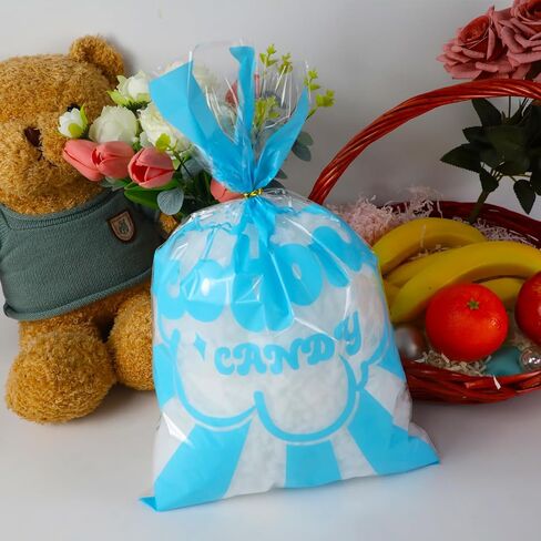 GraceKit 25 Pcs Carnival Cotton Candy Bags 14 x 20 Inch Cotton Candy Supplies with Ties for Carnivals Circus christmas Parties Concession Stand Supplies in Saudi Arabia