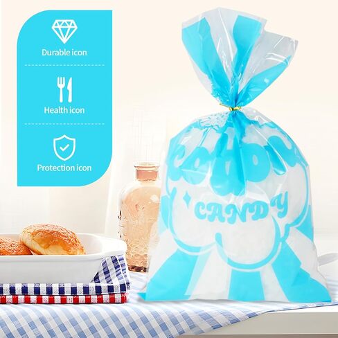 GraceKit 25 Pcs Carnival Cotton Candy Bags 14 x 20 Inch Cotton Candy Supplies with Ties for Carnivals Circus christmas Parties Concession Stand Supplies in Saudi Arabia