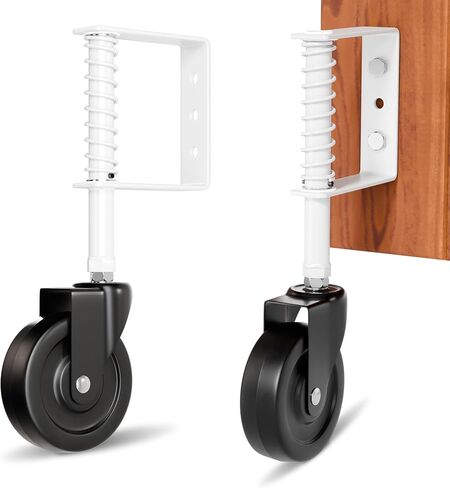 5" Spring Loaded Gate Caster Heavy Duty Gate Wheels for Wooden, Vinyl and Metal Gates, Gate Wheel with 360° Swivel, Ideal for Outdoor Fence Gates, 200 Lbs Capacity, 1 Pcs, Black in Saudi Arabia