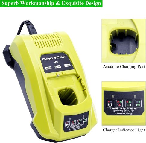 Lasica Replacement for RYOBI 18V Battery P117 Dual Charger, Compatible with Ryobi 18V 14.4V 12V ONE+ Plus Batteries P190 P189 P108 P107 P104 P103 P102 P100 PBP005 PBP002 Fast Charger Station in Saudi Arabia