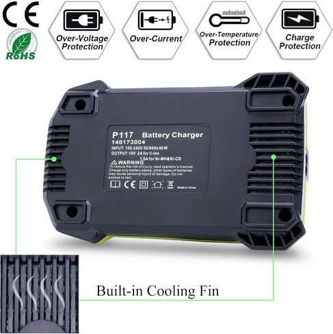 Lasica Replacement for RYOBI 18V Battery P117 Dual Charger, Compatible with Ryobi 18V 14.4V 12V ONE+ Plus Batteries P190 P189 P108 P107 P104 P103 P102 P100 PBP005 PBP002 Fast Charger Station in Saudi Arabia