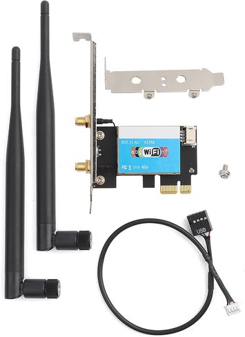 Keenso PCIe Expansion Card 433Mbits Dual Band High Speed for Desktop, Win7//, 802.11ab/gn/ac WiFi, Dual -Band PCIe Wireless Card, Strong Signal in Saudi Arabia
