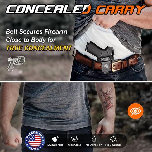 حافظة Amberide IWB لـ M&P Shield EZ 9mm / المعادل، Kydex-Boltaron داخل حزام الخصر، تناسب Smith & Wesson Shield EZ ومسدسات التعادل، غير قابلة للتعديل 0-30 درجة، الاحتفاظ الآمن لحمل EDC in Kuwait