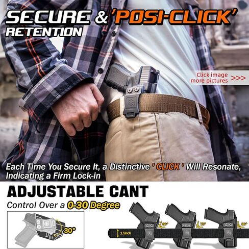 حافظة Amberide IWB لـ M&P Shield EZ 9mm / المعادل، Kydex-Boltaron داخل حزام الخصر، تناسب Smith & Wesson Shield EZ ومسدسات التعادل، غير قابلة للتعديل 0-30 درجة، الاحتفاظ الآمن لحمل EDC in Kuwait