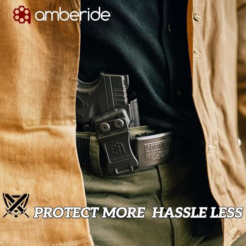 حافظة Amberide IWB لـ M&P Shield EZ 9mm / المعادل، Kydex-Boltaron داخل حزام الخصر، تناسب Smith & Wesson Shield EZ ومسدسات التعادل، غير قابلة للتعديل 0-30 درجة، الاحتفاظ الآمن لحمل EDC in Kuwait