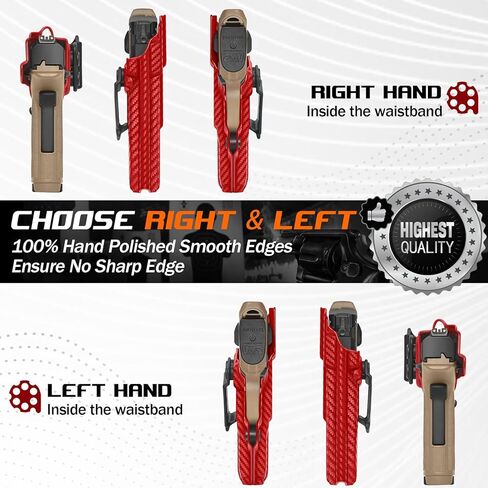 حافظة Amberide IWB لـ M&P Shield EZ 9mm / المعادل، Kydex-Boltaron داخل حزام الخصر، تناسب Smith & Wesson Shield EZ ومسدسات التعادل، غير قابلة للتعديل 0-30 درجة، الاحتفاظ الآمن لحمل EDC in Kuwait