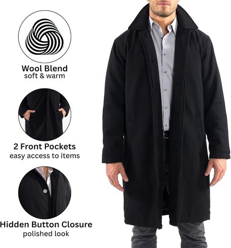 Alpine Swiss Zach Mens Overcoat Wool Trench Coat Knee Length RUNS LARGE in Saudi Arabia