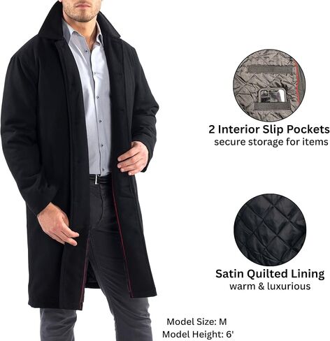 Alpine Swiss Zach Mens Overcoat Wool Trench Coat Knee Length RUNS LARGE in Saudi Arabia
