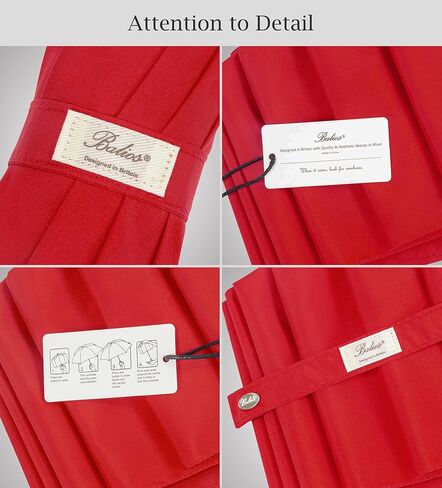 Balios Travel Folding Umbrella with Real Wood Handle Auto Open Close Vented Windproof Canopy - Designed in UK in Kuwait