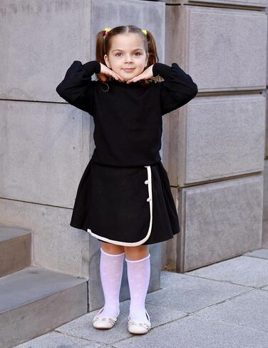 Arshiner Girls Puff Long Sleeve Sweaters Crewneck Lace Polka Dot Casual Knit Tops Pullover Jumper Outwear for Kids in Kuwait