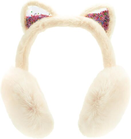 sazujinwu أغطية أذن شتوية للأطفال على شكل قطة لطيفة للفتيات، ناعمة ودافئة، قابلة للطي، تناسب معظم الأطفال (مقاس واحد) in Kuwait