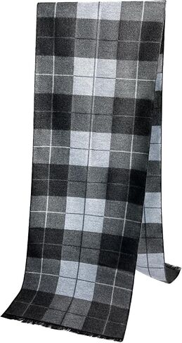 2 Packs Cashmere Feel Winter Scarf for Men, Soft Warm Black Grey Plaid Stripe Mens Scarf Set Selection Husband Father Gift in Saudi Arabia