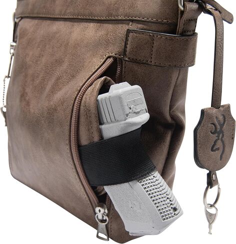 Browning Concealed Carry Purse, Premium Holstered Handbag with Safety Locking Option, Catrina (Charcoal) in Saudi Arabia