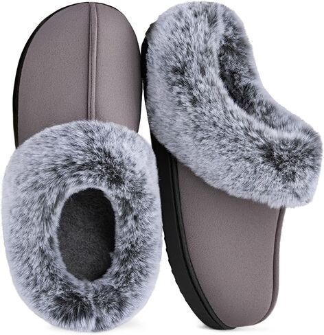 HomeTop Women's Slip-on Slippers Fuzzy House Indoor Outdoor Warm Soft Clog | Slip-on,Indoor,Outdoor，Supportive in Saudi Arabia