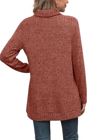 WIHOLL Womens Tunic Tops Turtleneck Long Sleeve Side Split High Low Lightweight Sweaters in Kuwait