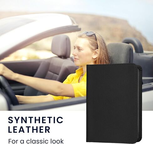kwmobile Registration and Insurance Holder - Car Document Holder for Vehicle Documents and Cards - PU Leather - Black in Saudi Arabia