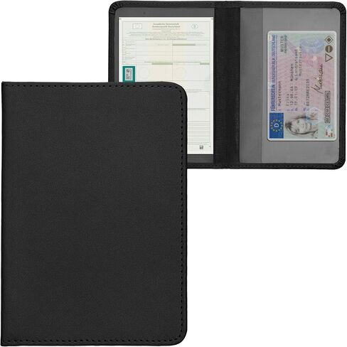 kwmobile Registration and Insurance Holder - Car Document Holder for Vehicle Documents and Cards - PU Leather - Black in Saudi Arabia