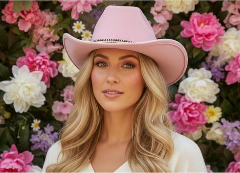 قبعات فيدورا للرجال والنساء من Lisianthus ذات حافة واسعة من رعاة البقر الغربيين للاستخدام الخارجي مع حزام in Kuwait