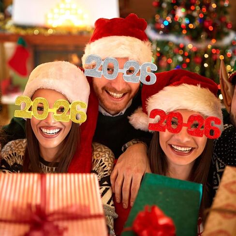 Kanayu 6 Pcs 2024 Glasses 2024 Glitter New Year Eve Glasses 2024 Number Eyeglasses New Year's Eve Props Fancy Funny Sunglasses for New Years Party Supplies Photo Props Gold Silver Black in Saudi Arabia