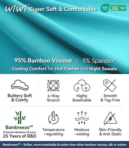 WiWi قمصان النوم الناعمة للنساء فسكوزي من الخيزران قميص الليل تونك القمم قمصان النوم قصيرة الأكمام طماق S-4X in Kuwait