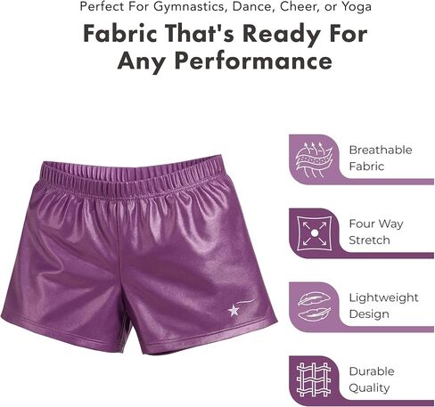 Destira Girl's Mystique Gymnastics Sport Short - Silver | Child Medium (8) in Saudi Arabia