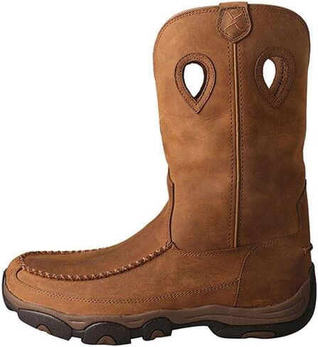 Twisted X Men’s 11" Comp Toe Boot - Pull-On Cowboy Boots Made with Composite Safety Toe, Full-Grain Leather Vamp and Shaft, Toe Cap and Heel Kick, and Reinforced Pull Holes, Distressed Saddle/Saddle, 11.5(W) in Saudi Arabia