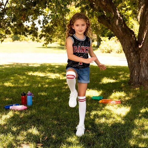 LOLANTA Girls Hip Hop Dance Clothes Kids Jersey Sequin Dress Long Tank Top Jazz Costume Cheerleading T-Shirt in Kuwait