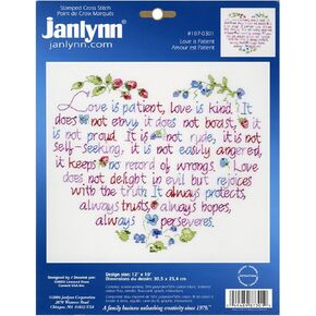 Janlynn Stamped Cross Stitch Kit, Love is Patient, 12" x 10", (187-0301),White