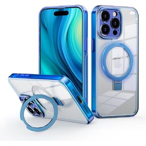 Luyxcaze Magnetic Phone Case for iPhone 14 6.1 inches with Strong-Magnetic Ring Stand Compatible with Magsafe Military-Grade Shockproof, Camera All-Cover Protective Hard TPU+PC (Clear White) in Saudi Arabia
