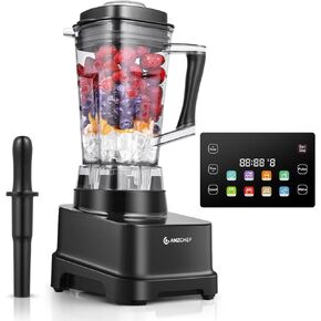 Amzchef Professional Blenders for Kitchen, 2000 Watts Home and Commercial Blender with Timer, Innovative LED Panel, 8 Functions for Smoothies, Shakes & More, 10 Speeds & Pulse, 68 oz. Pitcher, Silver