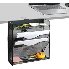 FIROK 4 طبقات حامل ملفات تحت المكتب، مشبك على منظم أدراج جانبية للمكتب، منظم رف مستندات بدون حفر للمنزل، لوازم المكتب... in Kuwait