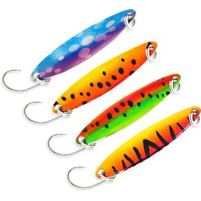 Keencatch Fishing Lures for Saltwater/Freshwater, Metal Trout Lures for Bass Walleye Pike, 5g Fishing Spoon with Single Hook(4pcs)