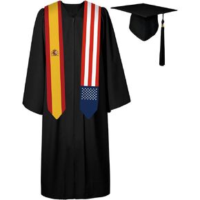 72 Inch Spain Flag and USA Flag Graduation Sash Stole Scarf International Study Abroad Class of 2024 (Not Include Baccalaureate Gown and Hat)
