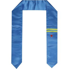 Pasksamtu Aruba Flag Graduation Stole Sash for Study Aboard International Students Abroad Adult Unisex- Cool Graduation Shawl Sash Stole Wraps Scraf