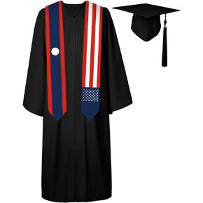 72 Inch Laos Flag and USA Flag Graduation Sash Graduation Stole Scarf International Class of 2024 (Not Include Baccalaureate Gown and Hat)