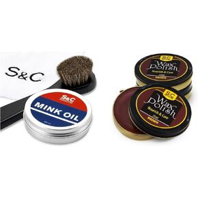 مجموعة أساسيات العناية بالأحذية من ستون آند كلارك - مجموعة تلميع الأحذية البنية الفاخرة ومجموعة بلسم زيت المنك in Kuwait