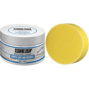 Multipurpose Shoe Polish Cleaning Cream - Remove Stains Shoe Cream No Need to Wash Cleaning Cream Solid Shoes Cleaning Cream with Sponge for Shoes, Leather, Silicone, Car Interiors
