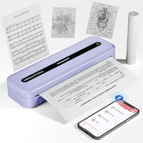 ItriAce M832 Portable Printer, 300DPI Wireless Bluetooth Thermal Printer, Support Multi-Size Thermal Paper, Compatible with iOS, Android & PC, Inkless Printer for Travel, Office, School