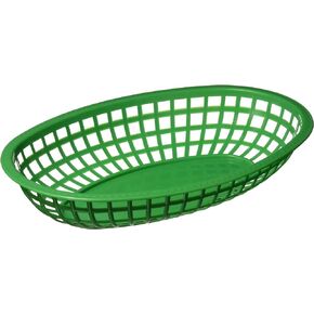 Winco Oval Fast Food Baskets, 10.25-Inch by 6.75-Inch by 2-Inch, Green