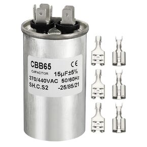 PATIKIL 70uf 70MDF 370/440VAC Fan Start Capacitor, CBB65 Circular Run Capacitor for Air Conditioner Cool Heat Pump Condenser Straight with Wire Connecting Terminal