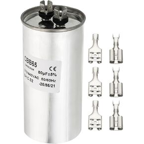 PATIKIL 40uf 40MDF 370/440VAC Fan Start Capacitor, CBB65 Circular Run Capacitor for Air Conditioner Cool Heat Pump Condenser Straight with Wire Connecting Terminal