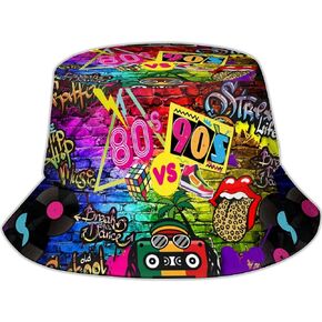 Kmxzint Fashion Retro 80s 90s Bucket Hat Rave Festival Party Outfit for Women Men Fisherman Sun Hat